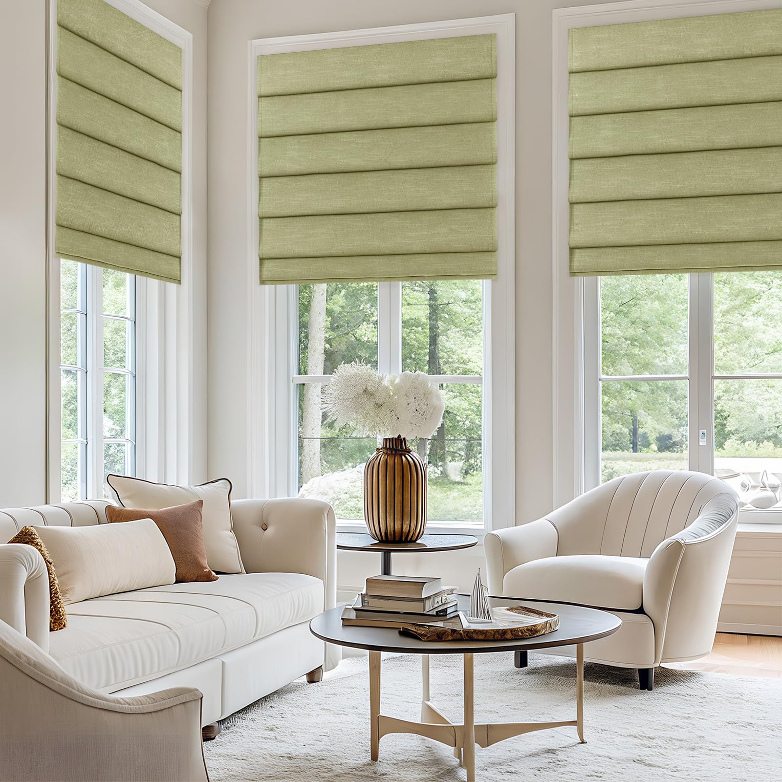 Amazon.com: Drapifytex Flat Fold Cordless Sage Green Roman Shade